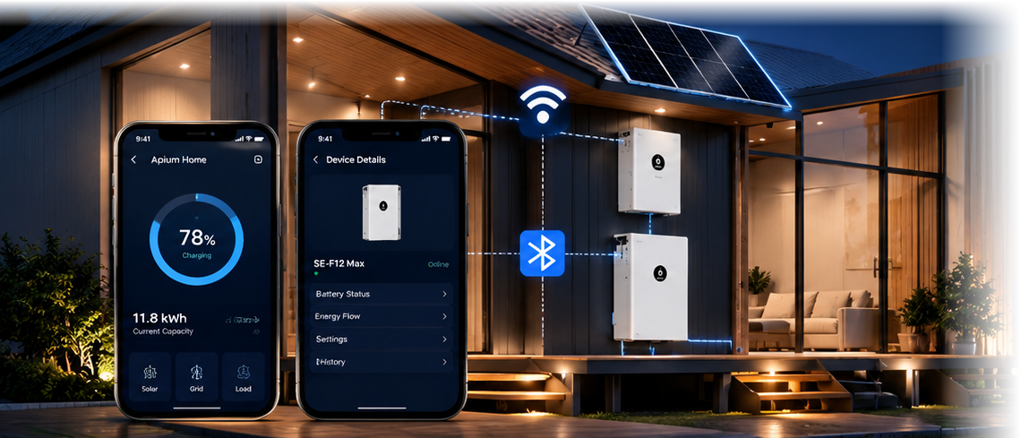 SE-F12 Max smart control in a solar-powered home